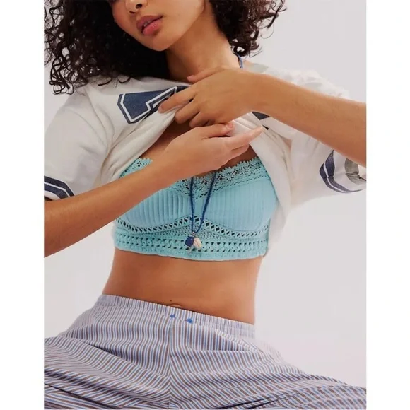 Free People Tallulah Bralette in Aqua-esque Blue Sizes Small $48 Retail NWT - Picture 3 of 12